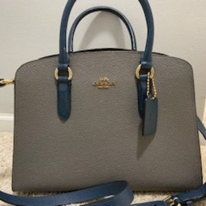 CHANNING CARRYALL IN COLORBLOCK (COACH 76089) HEATHER GREY AND BLUE MULTI